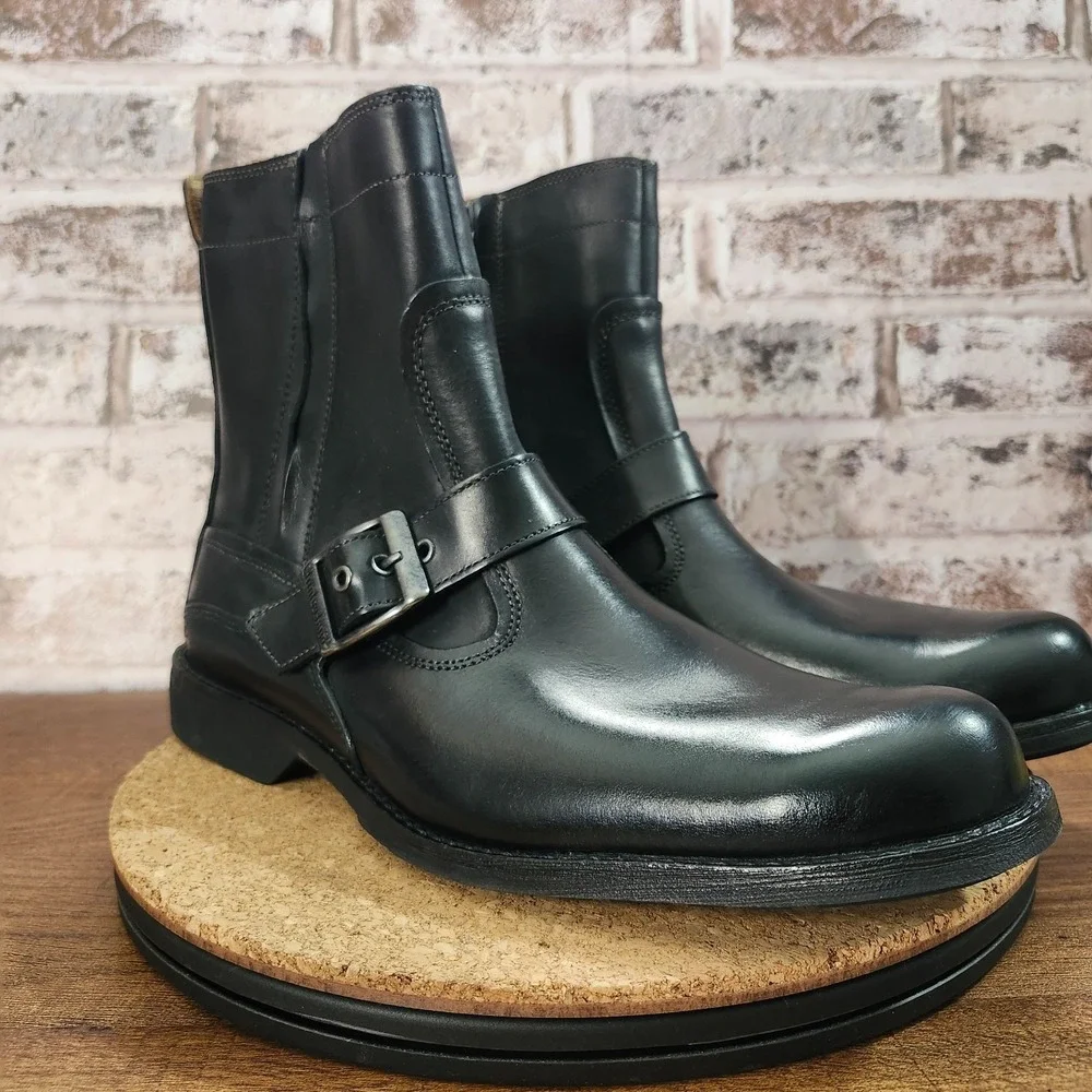 TIMBERLAND BLACK LEATHER ZIP BOOTS MENS 10